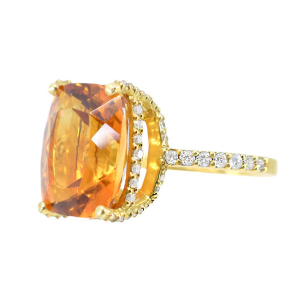 Madeira Citrine and Diamond Ring