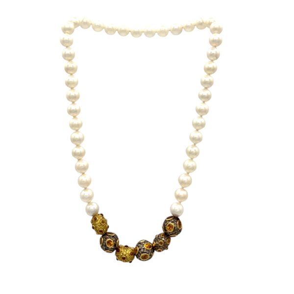 Pearl Citrine and Cognac Diamond Necklace