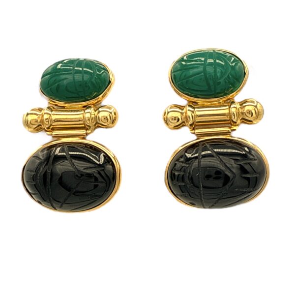 Chalcedony and Onyx Earrings