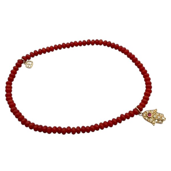 Sydney Evan Coral Hamsa Bracelet