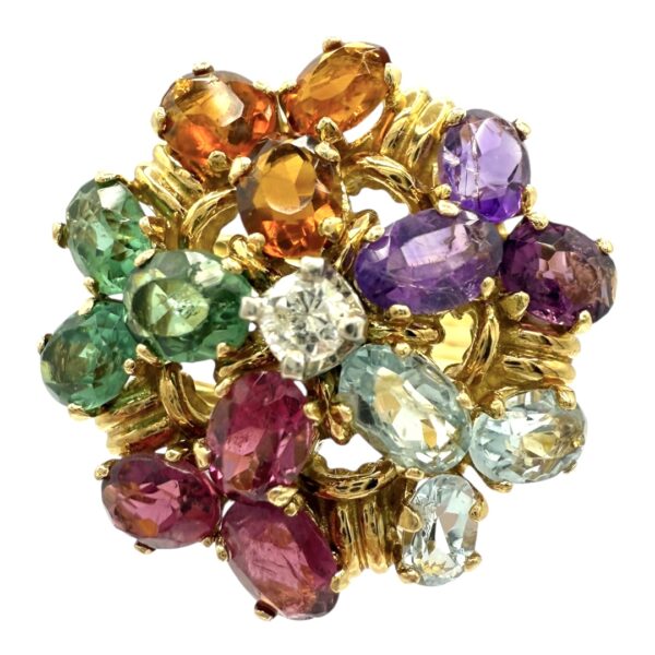 Multi Stone Flower Ring