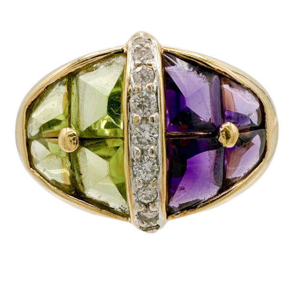 Peridot Amethyst Diamond Ring