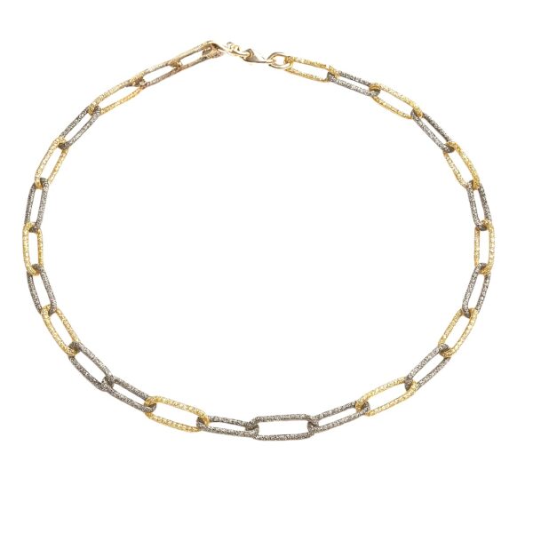 Lab Diamond Two Tone Chain Necklace