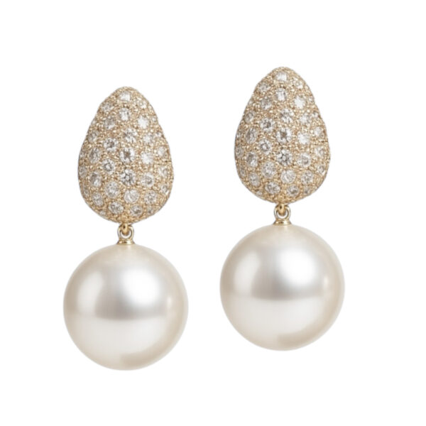 South Sea Pearl and Diamond Earrings