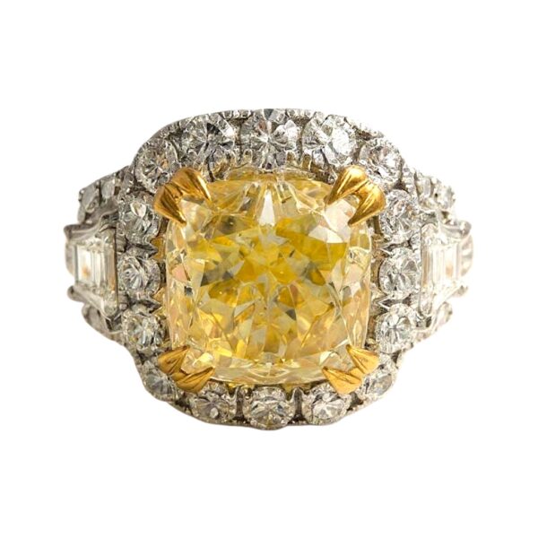 Lab Yellow Diamond and Natural White Diamond Ring