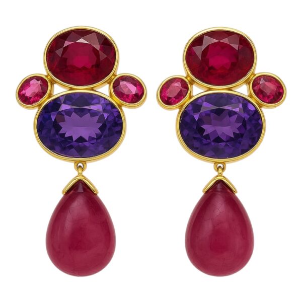 Peggy Stephaich Tourmaline and Amethyst Earrings