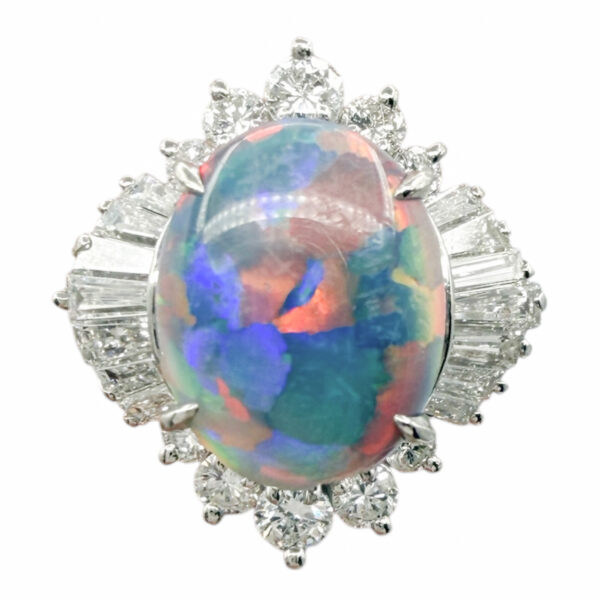Black Opal and Diamond Ring