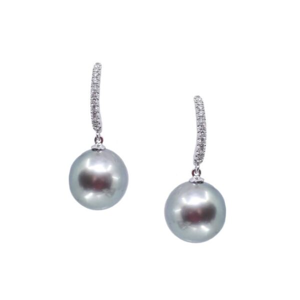 Tahitian Pearl and Diamond Earrings