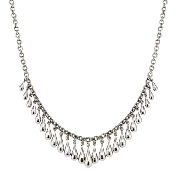 Movado Silver Teardeop Necklace with Diamonds