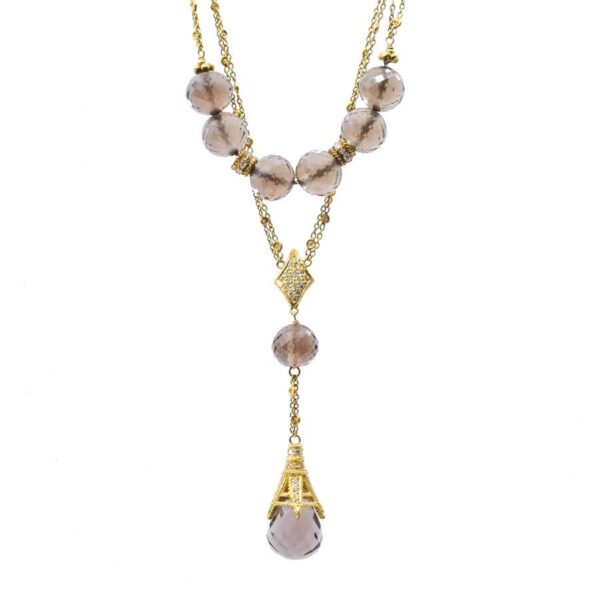 Doris Panos Smokey Quartz and Diamond Necklace