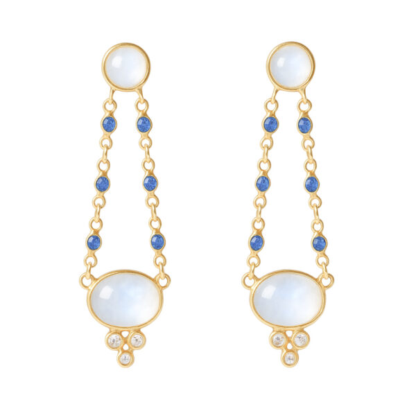 Temple St. Clair Moonstone Sapphire and Diamond Earrings