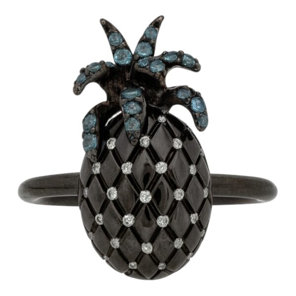 Blue and White Diamond Pineapple Ring