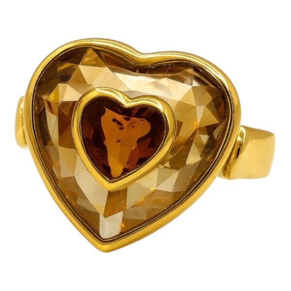 Contemporary Citrine Heart Ring