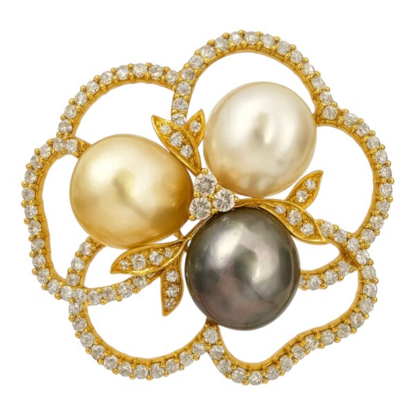 Contemporary Pearl and Diamond Ring