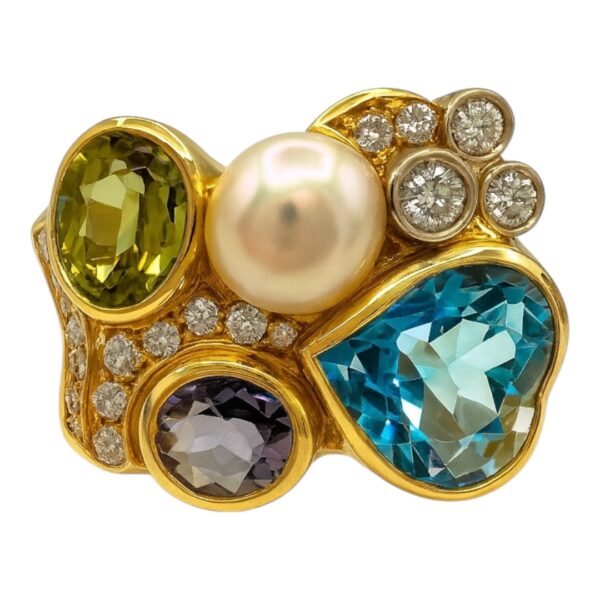 Diamond and Multi Colord Stone Ring