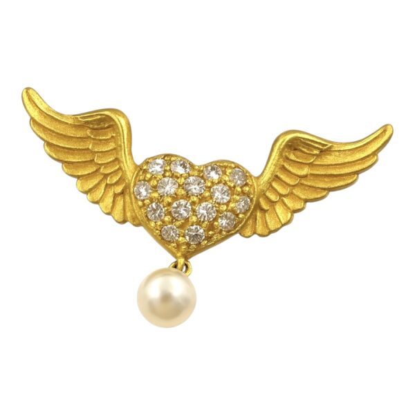 Paul Morelli Contempory Pearl and Diamond Pin