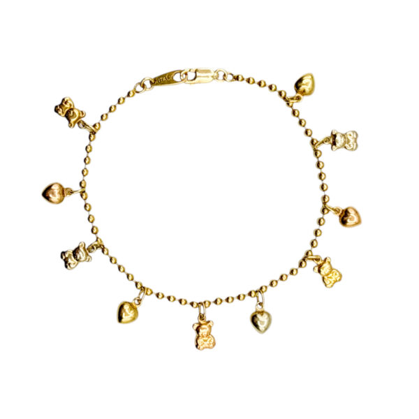 Teddybear and Hearts Charm Bracelet