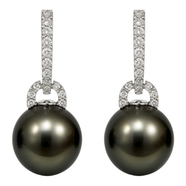 Tahitian Pearl and Diamond Earrings
