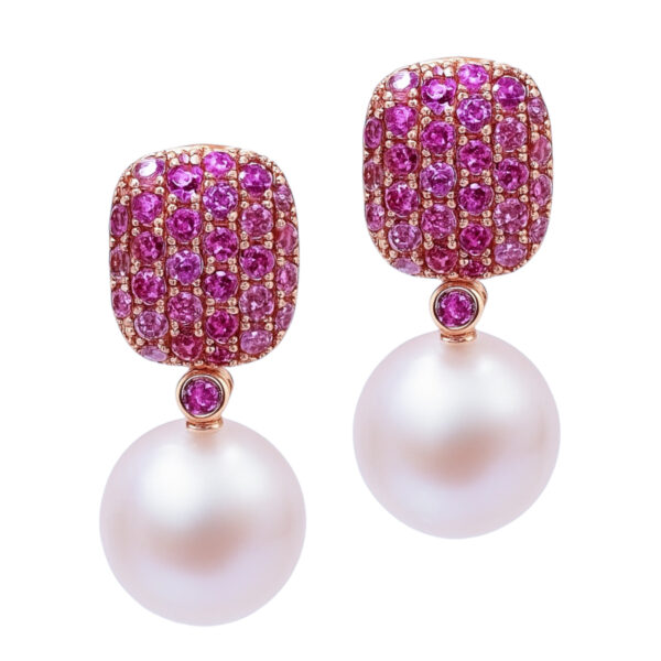 Pearl and Rhodolite Earrings