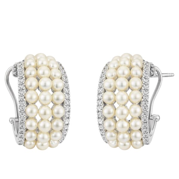Pearl and Diamond Hoops