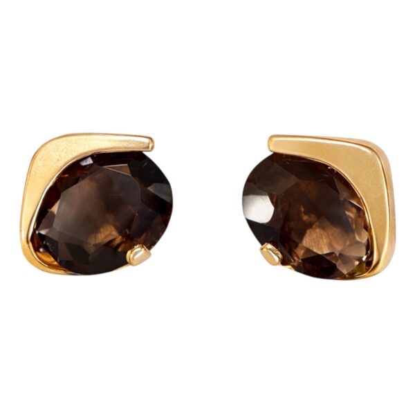 Vintage Gold and Smokey Quartz Earrings