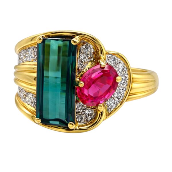 Tourmaline Rubellite and Diamond Ring