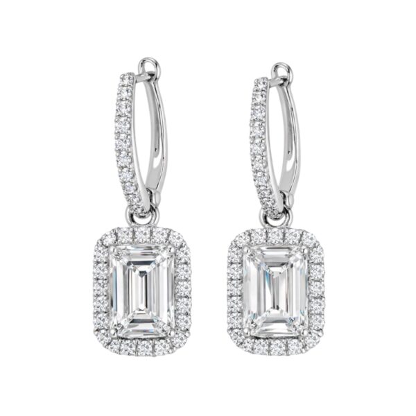 4.13ct. Emerald Cut Lab Diamond Earrings