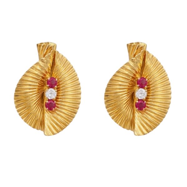 Vintage Tiffany Ruby and Diamond Earrings