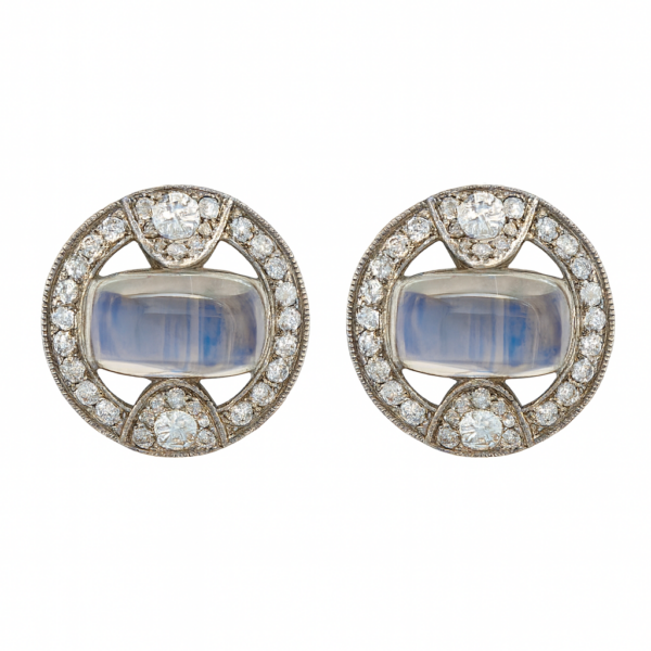 Moonstone and Diamond Earrings