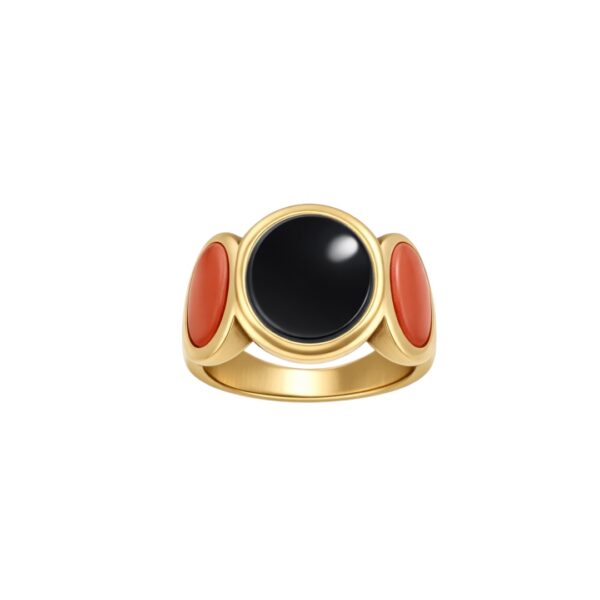 1970's Onyx and Coral Ring