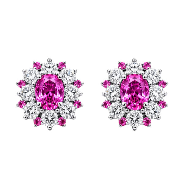 Pink Sapphire and Diamond Earrings