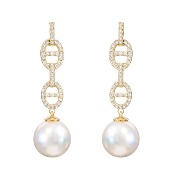 South Sea Pearl and Diamond Earrings