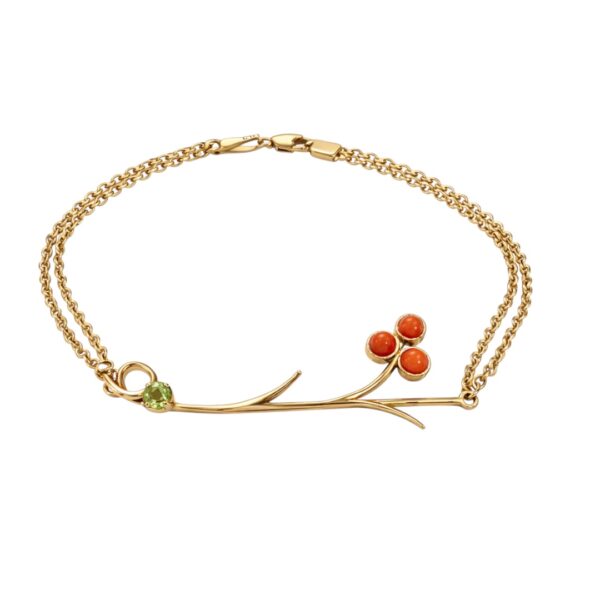 Coral and Peridot Bracelet