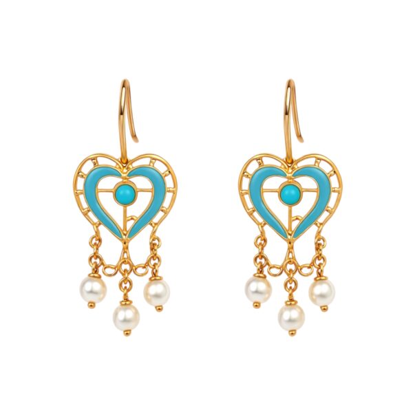 1950's Pearl Turquoise and Enamel Earrings