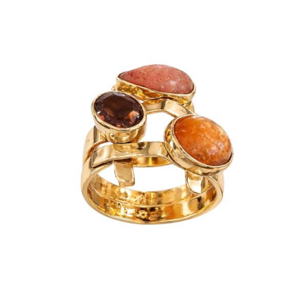 Tourmaline Sapphire and Quartz Ring