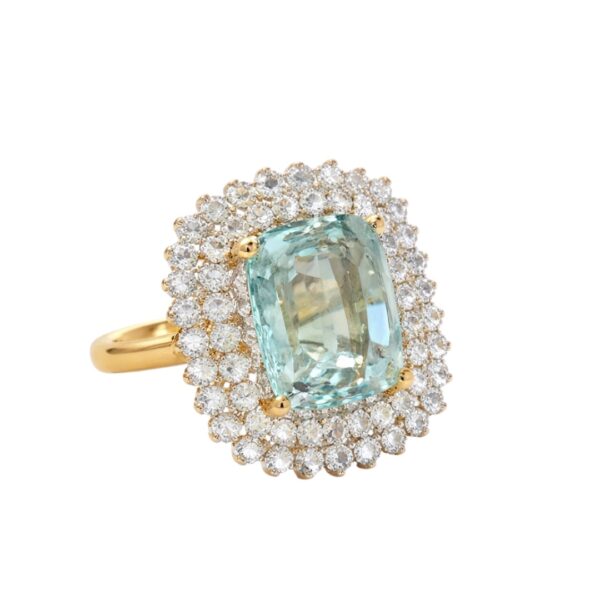 1980's Aquamarine and Diamond Ring