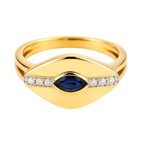 Sapphire and Diamond Evil Eye Ring