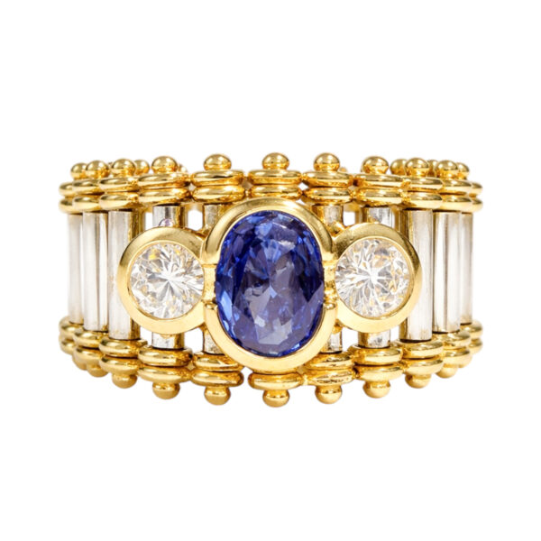 Sapphire and Diamond Flexible Ring