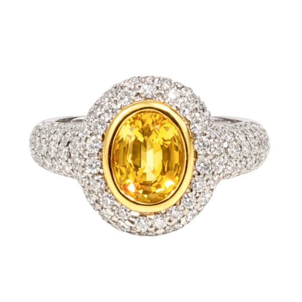 Yellow Sapphire and Diamond Ring