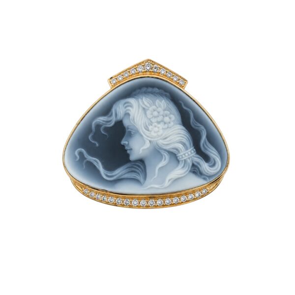 Carved Onyx and Diamond Pendant