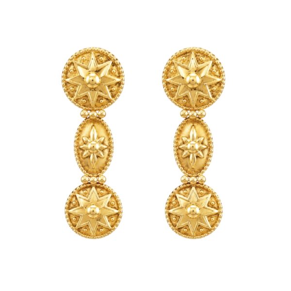 Triple Drop Gold Earrings