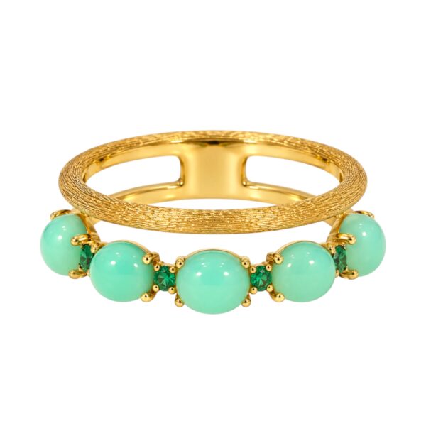Nanis Chrysoprase and Tsavorite Ring