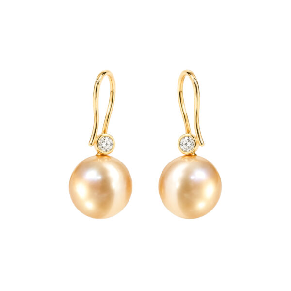 Golden South Sea Pearl and Diamond Earrings