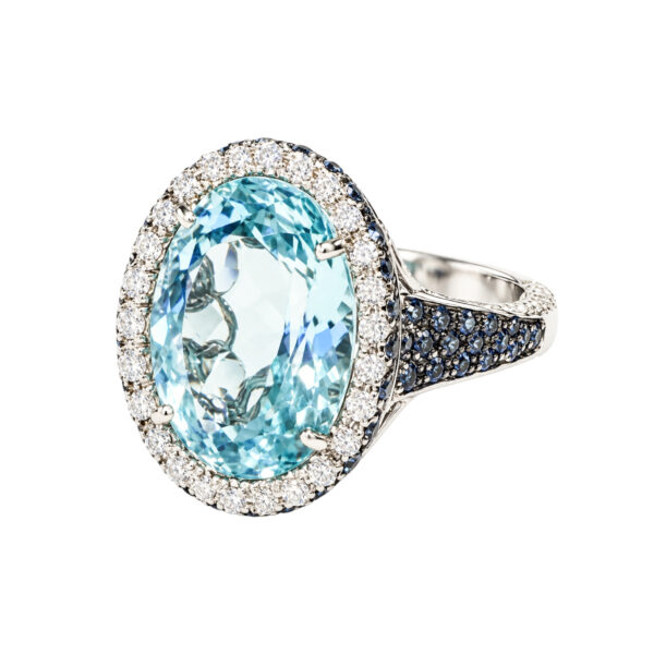 Favero Aquamarine Diamonds and Sapphire Ring