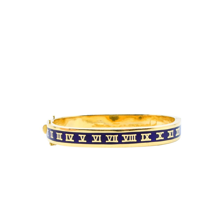 unsigned-18k-yellow-gold-blue-enamel-roman-numeral-bracelet-1