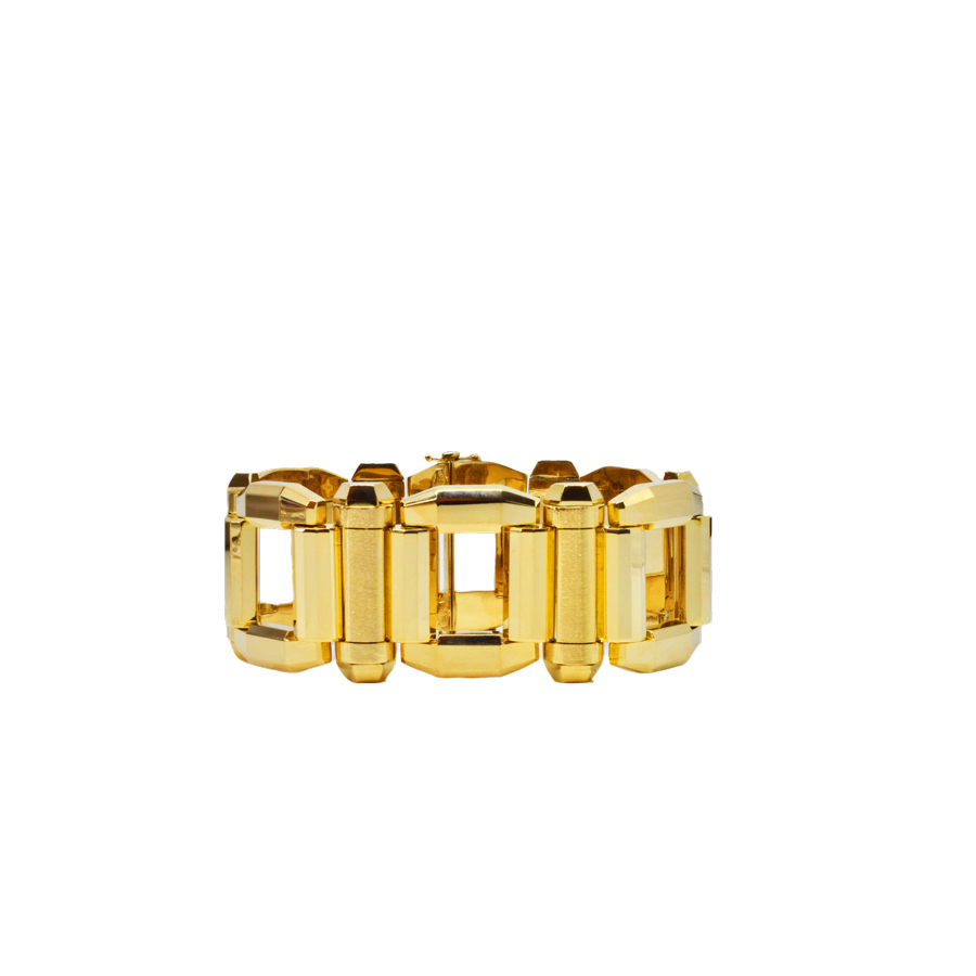 unsigned-18k-yellow-gold-squared-link-chunky-bracelet-1