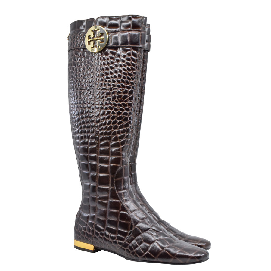 toryburch-leather-croc-embossed-tall-brown-boots-1