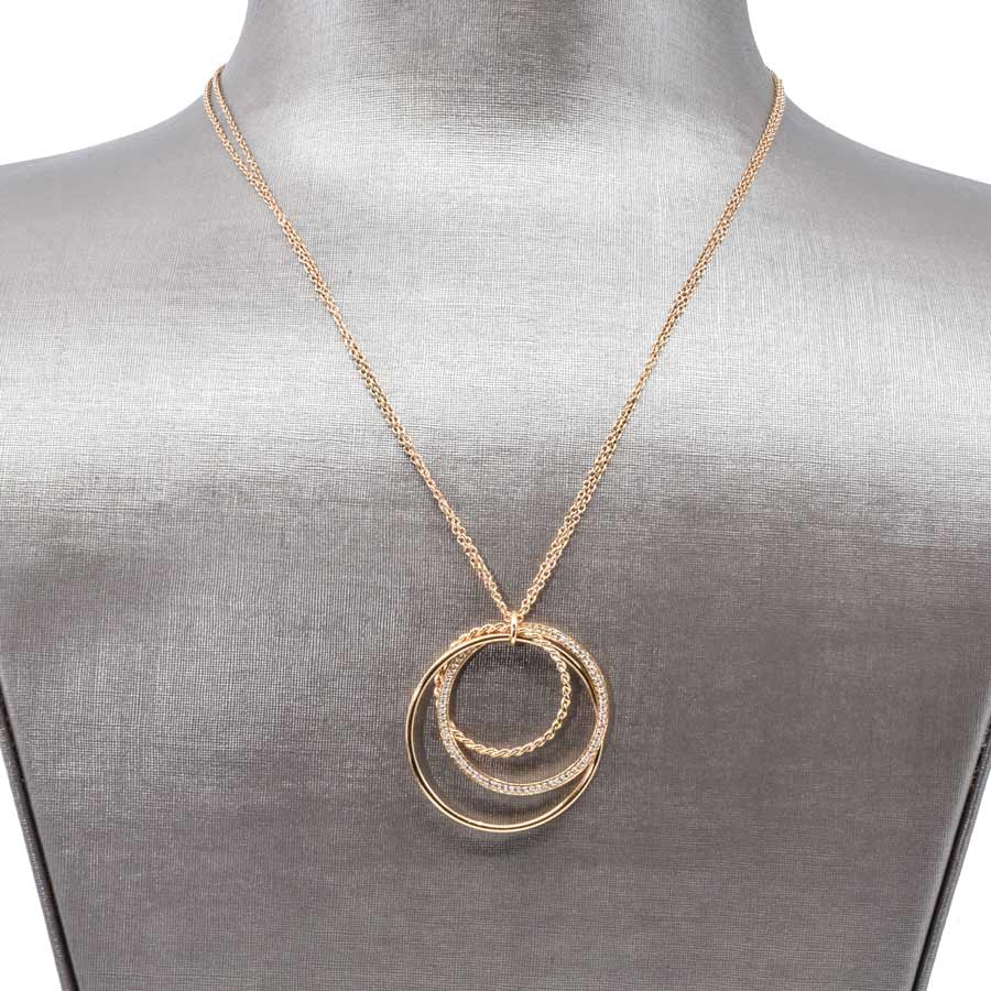 unsigned-18k-pink-gold-diamond-circles-necklace