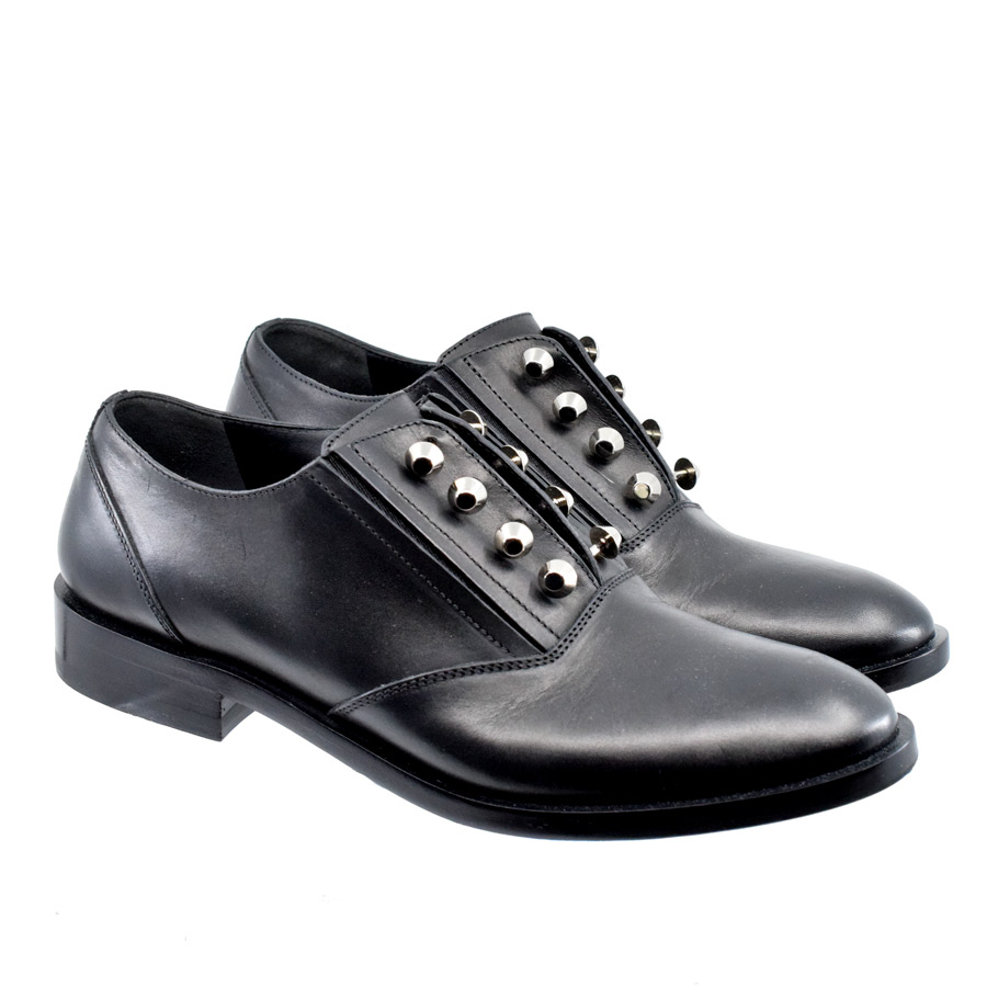 balenciaga-black-studded-leather-loafers