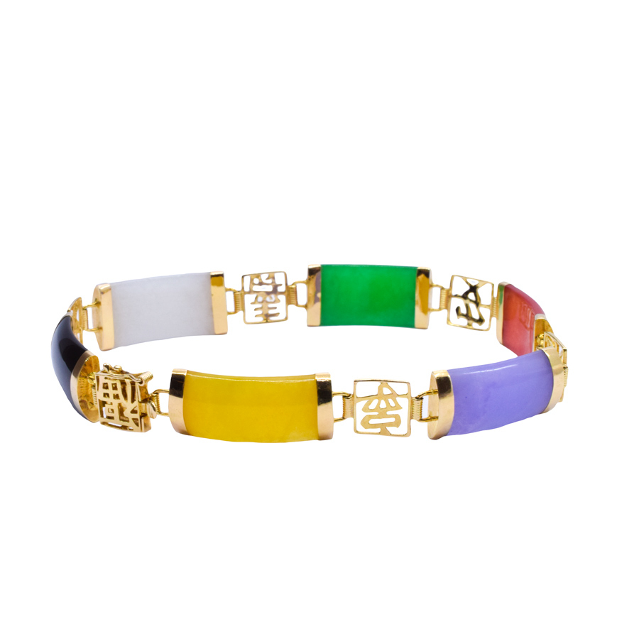 unsigned-14k-yellow-gold-jade-multicolor-bracelet-1